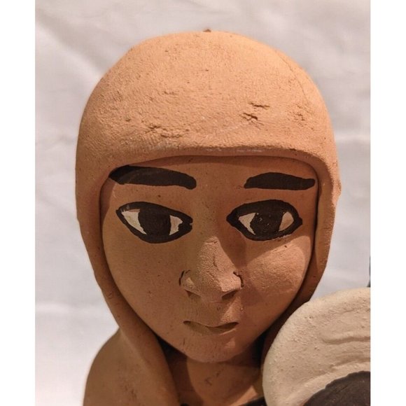 Vtg Pottery Peruvian Clay Folk Art Mary Joseph Baby Jesus Nativity Statue 9" - Picture 4 of 16